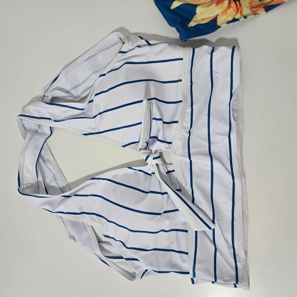 Shein Striped and Sunflower Print Bikini Set - Size Large - Picture 5 of 11